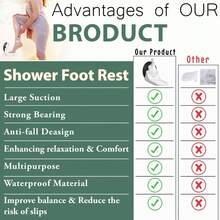 淋浴脚踏，带升级版工业吸盘，仅适用于光滑无孔且尺寸大于 5.2 英寸的瓷砖墙面，可折叠剃须踏板，适用于室内淋浴，白色，1 个装