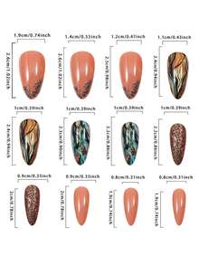 24 miếng dán móng tay giả màu hạnh nhân và nâu vân đá hỗn hợp, móng giả acrylic bóng, thích hợp sử dụng hàng ngày. - Nhiều màu - Xem 5