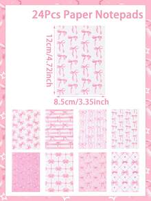 24pcs Pink Bow Mini Notebooks, Lined, Can Be Used As Memo Pads, Writing Pads, Portable Notepads, Suitable For Baby Shower Decor, Birthday Decor, Birthday Gifts, Great For School, Office, Stationery, Study Notes, Learning Supplies, Notebooks, Party Favor Fillers - Pink - View 10