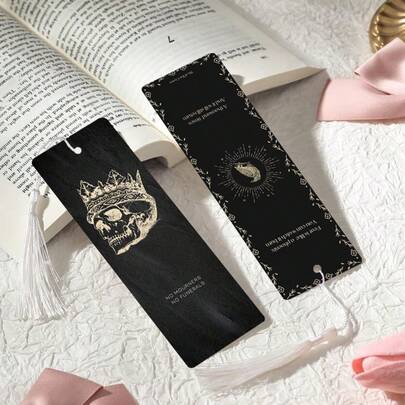 2个PET材质印花书签，精致防水，实用，独特图案设计，为阅读增添乐趣，是返校季送给校园朋友的完美礼物（流苏颜色随机）