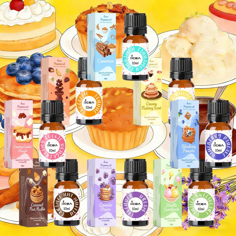 1 Stück/8 Stücke Essenzielles Ölset für Brotbacken, Weihnachts-Aromatherapie-Ätherische Öle, Luftbefeuchter, Kerzenmachen, Karamell-Nuss-Muffin, Blaubeer-Pfannkuchen, Cremiger Keksteig, Cremiger Muskatnuss-Duft, Schokoladen-Fondue, Zimt, Vanille-Herzchen, Lavendel-Traum verschiedene Düfte, geeignet für Aroma-Diffuser, perfekt für Zuhause, Hotels und Restaurants, Weihnachten und Urlaubsgeschenkempfehlungen. Heim-Dekoration Halloween-Dekoration Raum-Dekoration Halloween