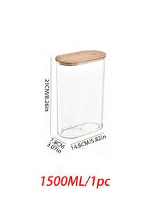 1pc/2pcs Transparent Airtight Jars With Bamboo Lids, Large Capacity Food Storage Containers, Kitchen Organization Canisters, Suitable For Grains, Rice, Pasta, Snacks And More