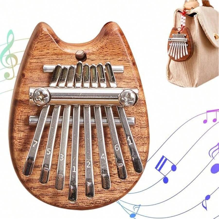 8 Exquisite Finger Thumb Piano, Finger Thumb Piano, Exquisito Instrumento Musical de Madera Maciza, Regalo Perfecto para Principiantes, Adultos - 1 - Ver 1