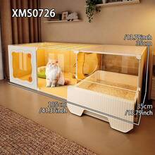 抽屉式猫砂盆，带猫砂盆的室内猫屋，适合幼猫，一室一厅一卫猫别墅 - 彩色 - 查看 4