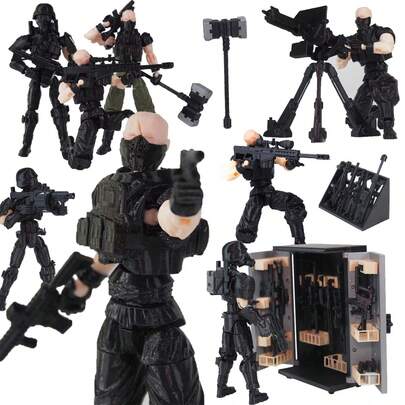 13 st kreativa 3D-tryckta ledade actionfigurer, specialstyrkor soldat docka modell med flera leder och vapen, lyckodocka stressavlastande montering samlarleksaksmodell