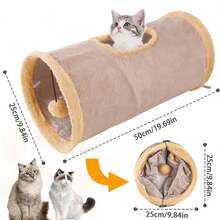 1PC 50CM Cat Tunnel, Pet Tunnel Foldable Plush Channel With Play Ball Warm Winter Interactive Toys Cat Play Tube Toys For Cat Puppy Kitten Rabbitt, Pet Supplies - Multicolor - View 3
