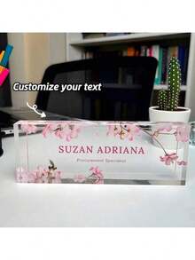 个性化办公桌铭牌 - 定制员工感谢礼品 - 亚克力办公桌铭牌 - 办公桌装饰礼品 - 送给老板、员工、教师、护士、经理的办公礼品（粉色兰花），完美的感谢礼品，个性化返校装饰，学习用品，送给教师，送给男孩女孩，送给青少年，初中生，高中生，大学生，大一新生，大二学生，低年级学生，度假氛围，办公室装饰