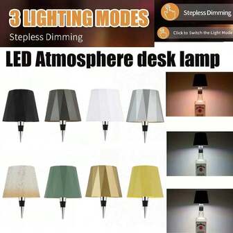 This 12-Sided Triangular Cork Lamp Is A Must-Have Decorative Piece For Wine Lovers, Available With Either A Pointed Tip Or A Bottle Cap Base. It's A Rechargeable, Portable, And Creative Camping Lamp Equipped With A Touch Sensor, Three-Color Changing Lights