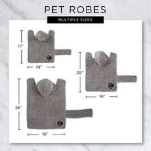 Bone Dry Colección Pet Robe - Bata de baño de Microfibra Absorbente Bordada con Cierre Ajustable, para Perros y Gatos, Talla S, Color Aguamarina(Pequeño Gris) - Multicolor - Ver 8