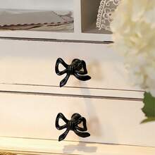 1pc French Drawer Pull Handle, Painted Black Bow Knot Pull Handle, Vintage Bow Knot Dresser Cabinet Drawer Pull - Black - View 6