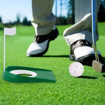 1个高级高尔夫推杆杯，室内/室外高尔夫推杆训练器，推杆果岭训练器，可拆卸内环，灵活模式可选，绿色和黑色可选，适合初学者室内/室外高尔夫推杆练习训练，高尔夫推杆垫 - 便携可拆卸，经久耐用，适用于室内/室外训练，高尔夫训练装备，高尔夫运动配件 - 适用于所有推杆 - 绿色毛毡设计，提高精准度 - 适合所有水平高尔夫球手的绝佳配件