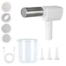 USB Electric Pasta Machine, Pasta Maker With 5 Moulds, White, Portable Pasta Machine - White - View 10