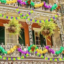 1/2 Packs 9.84ft Mardi Gras Garland Banner Purple Yellow Green Hawaiian Garland DIY Tropical Garland Decorations For Mardi Gras Birthday Carnival Holiday Party Home Decor - Multicolor - View 4