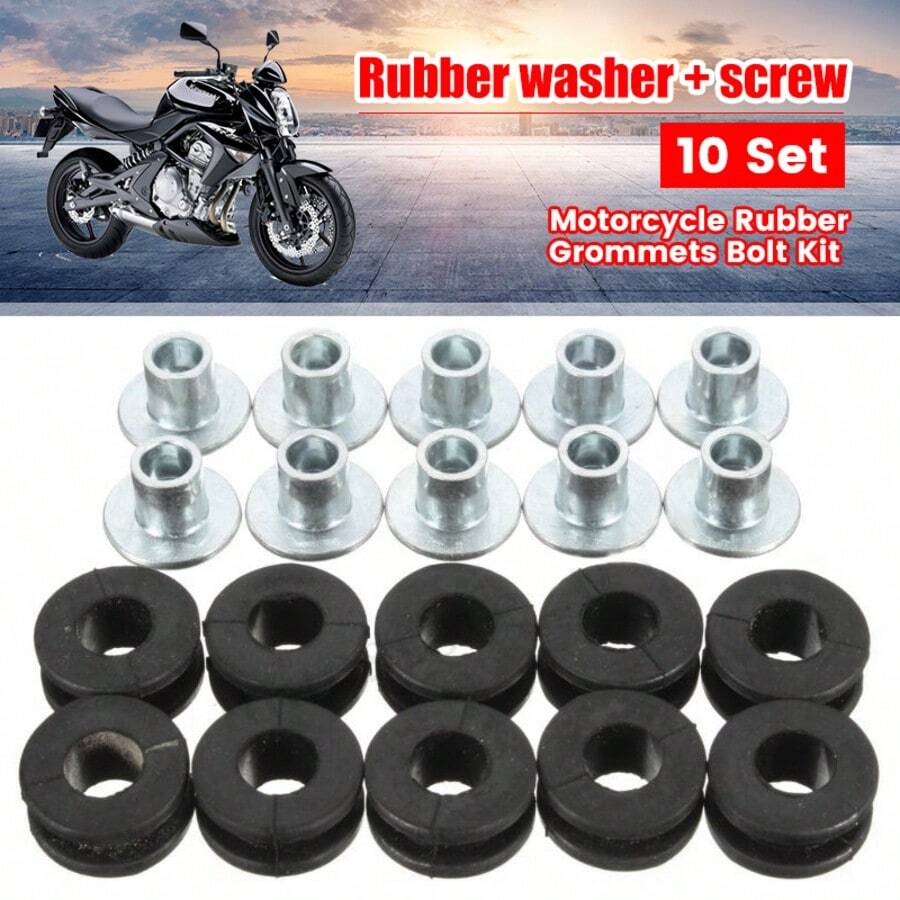 Kit de 10 șuruburi de garnitură de cauciuc pentru motocicletă, accesorii pentru pernă de ameliorare a presiunii, potrivite pentru garnituri de motocicletă Suzuki - Negru - Vizualizare 1