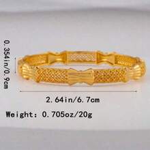 1 pieza Brazalete de mujer chapado en oro de 18K de cobre, adecuado para uso diario, novia, boda, fiesta - Multicolor - Ver 7