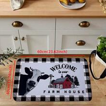 1pc Black & White Checkered Border Buffalo Pattern Kitchen Rug, Modern Minimalist Absorbent Non-Slip Kitchen Mat, Dirt-Resistant Easy To Clean Kitchen Floor Carpet, Decorative Absorbent Quick-Drying Kitchen Rug, Odorless Thick Soft Kitchen Small Rug, Non-Slip Decorative Kitchen Carpet, Dirt-Resistant Easy To Clean Entryway Welcome Mat - Multicolor - View 15