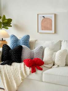 Rose Velvet Bow-Adorned Throw Pillow Adds A Delightful Touch Of Charm To Living Room Sofas, Bedroom Headboards, And Other Home Spaces Makes A Wonderful Gift - White - View 3