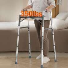 Andador plegable  de aluminio con altura ajustable, 350 libras - Plateado - Ver 9