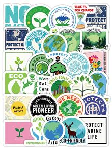 60PCS/63PCS Cute -Themed Stickers - Back To School Notebook Decals & Phone Metal Decor For World Environment Day (Locker/Water Bottle)
