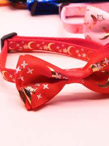 1/2pcs Pet Bell Collar, Hot Stamping Ribbon, Bow, Cat Dog Collar, Star Moon, Fashionable Cat Collar, Cat Collar, Dog Accessories, Cat Bow Tie, Dog Bows, Cat Stuff, Wedding Items - Multicolor - View 5