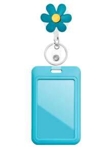 1 قطعة بكرة شارة هوية قابلة للسحب مزينة بزهرة ملونة مع حامل بطاقة الهوية؛ بكرة شارة هوية معلم مصنوعة من الراتنج الجميل والممتع، يمكن تعليقها على سلسلة المفاتيح؛ مناسبة للأطباء والممرضات والمعلمين والطلاب وموظفي المكاتب
