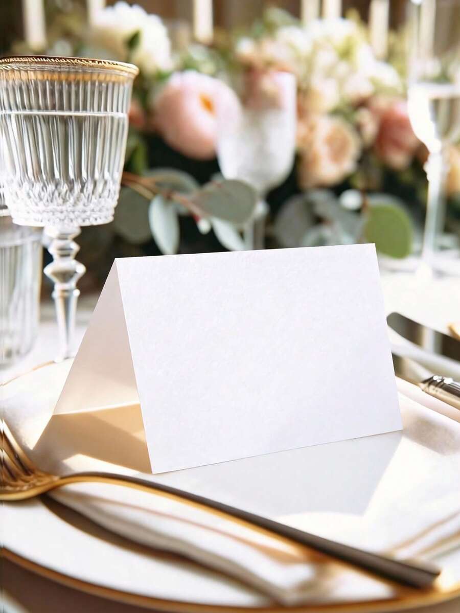 10/20/30/40pcs Blank Fillable Banquet Place Cards, 2x3.5 Inch Table Cards, Wedding Table Cards, Birthday Party, Thank You Cards, Blessing Cards,For Various Occasions And Events Printed Party Table Cards, Reception Cards, Name Cards - White - View 1