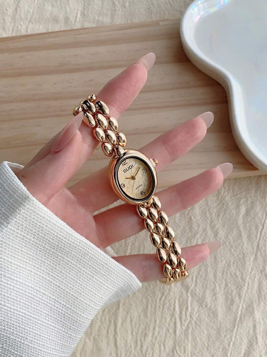 1pc Of Gold Square Women's Quartz Watch Is Exquisite And Compact Suitable For Daily Matching With Birthday/Graduation/New Year Gifts And Gatherings - Gold - View 1