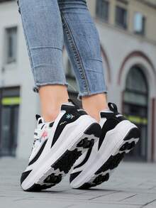 儿童轮滑鞋，四轮轮滑鞋，网面透气，四季皆宜 - 黑色 - 查看 5