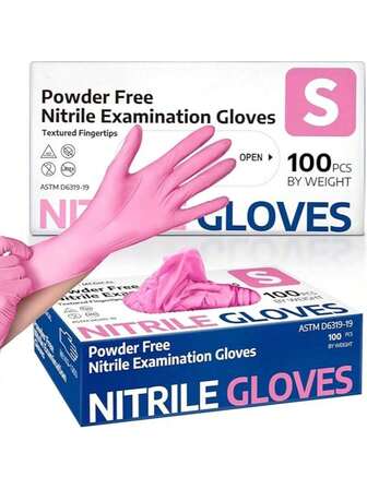 قفازات نتريل قابلة للتخلص منها (الوردي موصى به) - اختياري 200 قطعة/100 قطعة/50 قطعة/10 قطعة - بدون بودرة، بدون التكس، متينة، مقاومة للماء، مضادة للكهرباء الساكنة، استخدام واسع، مناسبة لتنظيف المنزل، الحمام، صالون التجميل، إزالة الشعر، أدوات تنظيف عيد الميلاد، هدايا للنساء، لوازم المطبخ (لمنع التلف عند التعبئة) [بدون صندوق]