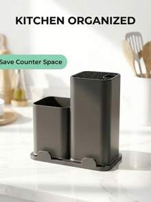 这款双层桶式厨房收纳架采用双层防水设计，可用于收纳厨房用具、锅铲、勺子等。它由硅胶制成，兼具分隔和沥水功能，是一款实用的收纳整理工具。 - 彩色 - 查看 4