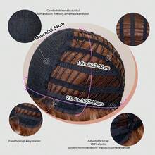 Black And Brown Wig Density Women's Curly Wave Pixie Cut Wig With Bangs | Glueless Rose Net Cap,High-Temperature Resistant Synthetic Wig, Natural Look | For Daily & Party Use - Multicolor - View 6