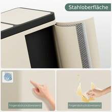 Kitchen Waste Bin, Waste Separation System With 3 Compartments, 45L (3 X 15L), Steel Kitchen Waste Bin, Pedal Bin, Waste Bin - 杏色 - 查看 4