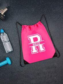 Personalized Initial Drawstring Bag, Sports Club PE Customized Name Adult & Youth Team Sports Backpack Set, Suitable For Teenagers, Swimming, Beach, Fitness, Travel, Sports, Back To School - Multicolor - View 7