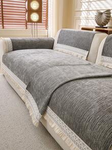 1 Stück Sofakissenbezug für alle Jahreszeiten, moderner minimalistischer rutschfester Sofasitzpolster, staubdichter und waschbarer Sofabezug, hellgrau frisch und modisch, weich und farbecht, haustierfreundlicher Schutzbezug, verstellbar für Ecksofa, geeignet für Schlafzimmer, Büro, Wohnzimmer Kombinationsmöbel, L-förmiges Sofa und 1/2/3/4-Sitzer Sofa