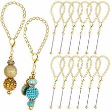 12pcs Beaded Pendant Charms With Handles, Blank Cup Accessories Suitable For Water Bottles, Bulk For Handmade Gifts, DIY Projects - Keychain - View 11