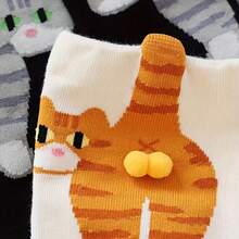 2 Pairs/1 Pair (Buyer's Choice) Cute 3D Tabby Cat Socks With Booties-Like Paws And Bell Collars - Unisex Warm Winter Socks, Unisex Thick Casual Socks (Machine Washable) - Nhiều màu - Xem 8