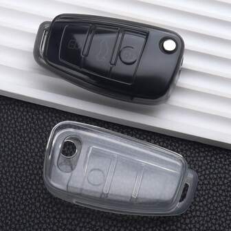Funda plegable de TPU para llave, cubierta protectora minimalista transparente compatible con modelos de llave de Audi A1, A3, A4, A5, A6, A7, Q3, Q5, S6, B6, B7, B8, C6, 8P, 8V, 8L, TT RS