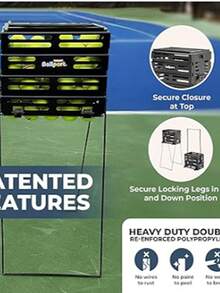 Tourna Ballport Deluxe - Tolva de Pelotas de Tenis con Ruedas, Capacidad para 80 Pelotas - Negro - Ver 2