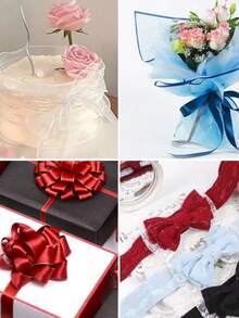 1 Roll - 4cm Pink, White, Blue, Purple Pearlescent Mermaid Tail Ribbon, Lace Ribbon, Cake Baking Packaging Ribbon, Daily Valentine's Day Mother's Day Gift Decoration Ribbon