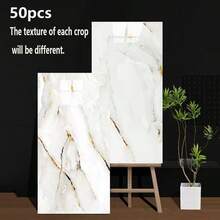 10/20/50pcs Marble Effect Self-Adhesive Wall Tiles, Vinyl Foam Wall Stickers, Waterproof And Moisture-Proof, Easy To Clean And Cut, For Bathroom, Living Room, Kitchen, Bedroom Renovation - Multicolor - View 13