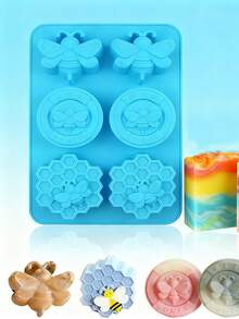 1pc/2pcs Hexagonal Silicone Soap Mold, Honeybee Shaped Handmade Soap Mold, Wax Mold - Purple - View 11