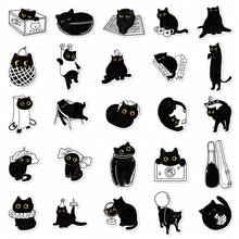 50pcs Cute Cartoon Black Cat Series Stickers, Suitable For Scrapbooking, Diaries, Laptops, Water Bottles, Cars, Etc. Faith-Based Design With Positive Messages, Great Gift - Multicolor - View 8