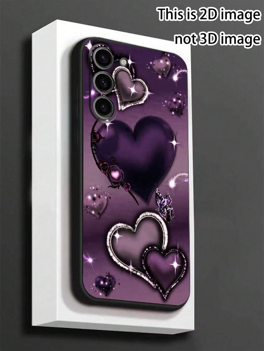Shockproof Heart Element Fashion 1pc Sparkling Rhinestone Heart Shockproof Anti-Slip Phone Case Compatible With Galaxy A04e/A05s/A13/A14/A15/A34/A35/A50/A52/A53/A54/S21/S22/S23/S24/S25/S25Ultra Spring Gift Party - Black - View 1