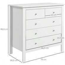 Chest Of Drawers, Sideboard, Silent Opening And Closing, Anti-Tip Device, 79 X 39.5 X 80.5 Cm, White - White - View 3