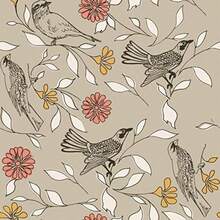Novogratz - Papel pintado extraíble con estampado floral de bloque de esmeralda(Greige Pájaros) - Multicolor - Ver 1
