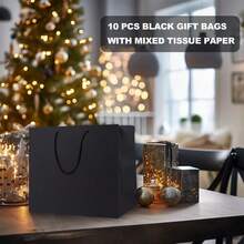 10 Pack Extra Large Gift Bags 40x15x30 Cm Black Gift Bags, Gift Bags For Men, Wedding Gift Bags, Black Paper Bag... - Black XL Pack Of 10 - View 8