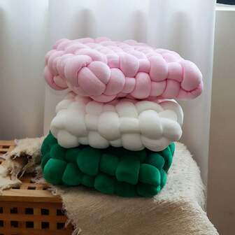 16'' X 16'' Woven Cushion, Handmade Woven Square Sofa Throw Pillow, Knot Pillows Square Knotted Plush Throws Soft Accent Pillows Braided Pillow Chunky Knit Pillow Knot Throw Pillow, Sofa Cushion, Chair Cushion, Floor Cushion, Backrest Pillow, Lumbar Pillow Office Chair Seat Cushion Home Decor Back To School Room Decor School Supplies