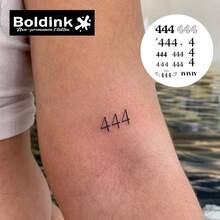 Boldink 非永久性纹身技术，天使数字 4 励志设计纹身，幸运数字防水持久神奇纹身持续 1-2 周，自然临时纹身贴纸，令人愉悦的纹身体验 - 黑色 - 查看 9