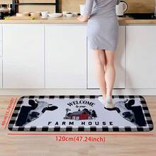 1pc Black & White Checkered Border Buffalo Pattern Kitchen Rug, Modern Minimalist Absorbent Non-Slip Kitchen Mat, Dirt-Resistant Easy To Clean Kitchen Floor Carpet, Decorative Absorbent Quick-Drying Kitchen Rug, Odorless Thick Soft Kitchen Small Rug, Non-Slip Decorative Kitchen Carpet, Dirt-Resistant Easy To Clean Entryway Welcome Mat - Multicolor - View 14