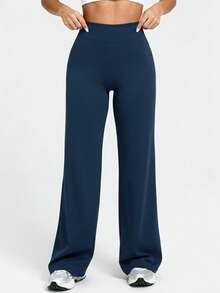 VVX Yoga Pants Women High Waist Stretch Casual Soft Straight Leg Bottoms - màu xanh nước biển - Xem 4